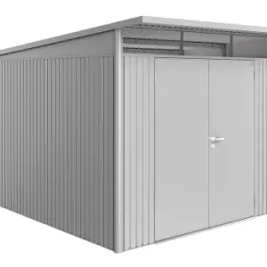 image of Biohort AvantGarde Double Door Metal Garden Shed 8ft5 x 12ft4 A8 - Metallic Silver