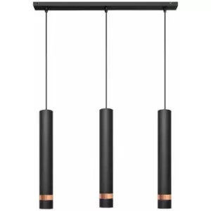 image of Helam Tuba Straight Bar Pendant Ceiling Light Black, Rose Gold 60cm