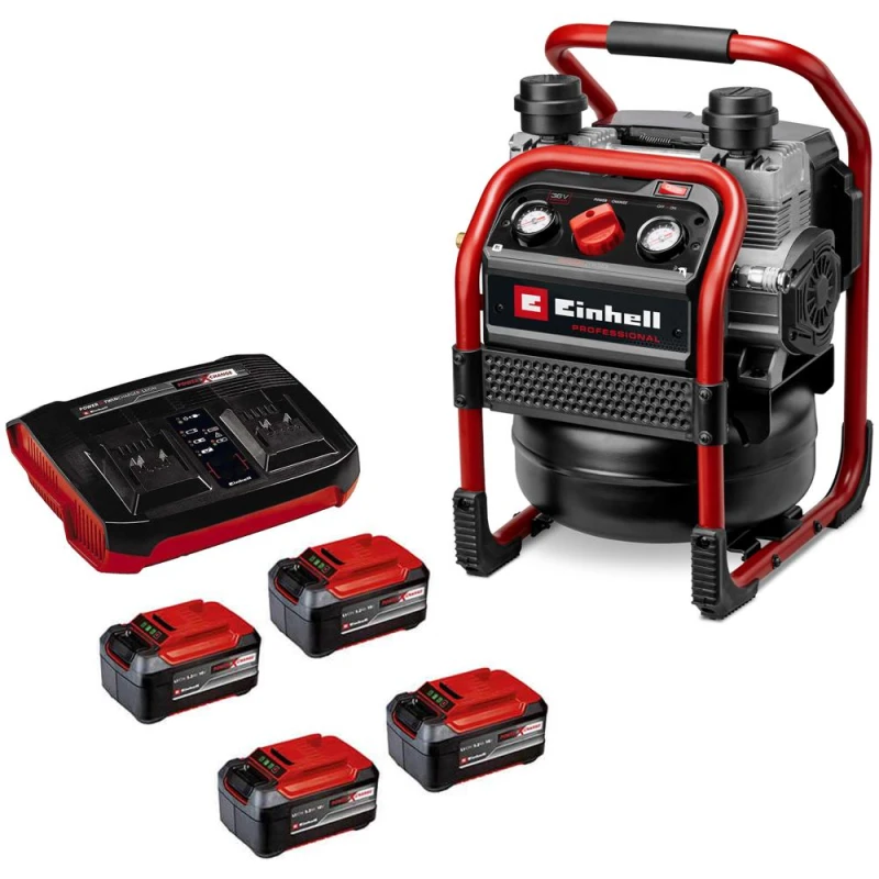 Image of Einhell Professional SILENZZO 36/210 36v Cordless Air Compressor 4 x 5.2ah Plus Li-ion Twin or Dual Battery Charger SILENZZO 36/210