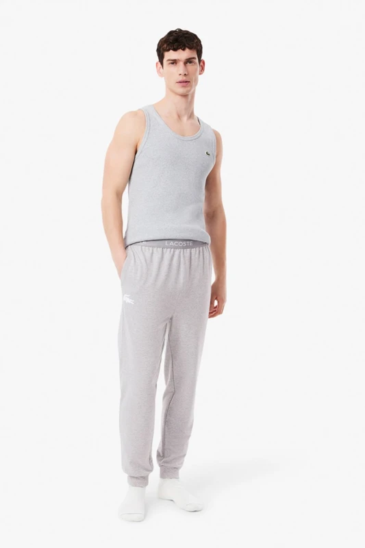 Image of Lacoste Mens Cuffed Pyjama Bottoms Grey Size: Medium Grey Male M
