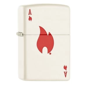 image of Zippo Ace And Flame Windproof Pocket Lighter White Matte