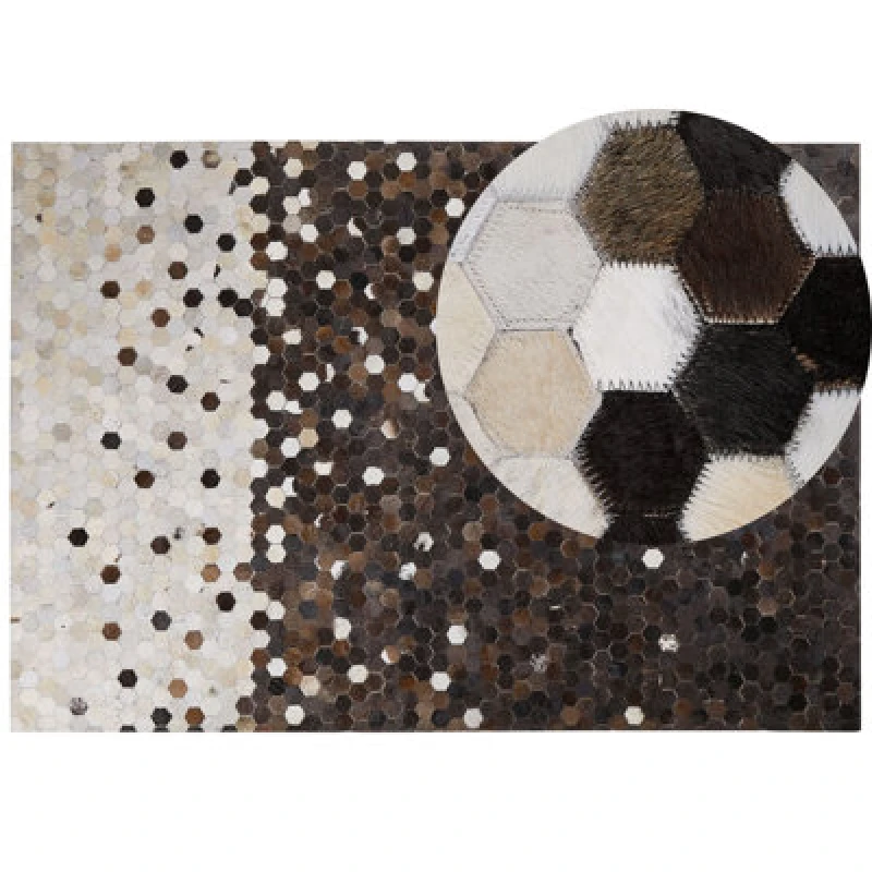 Image of Beliani Rug Eyim Brown 160 X 230 Cm Leather