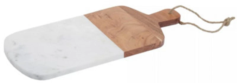 Image of Premier Housewares Monzaro Rectangular Marble And Acacia Wood Paddle Board White