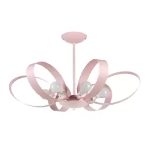 Serena Designer 6 Light Pendant Ceiling Light, Pink