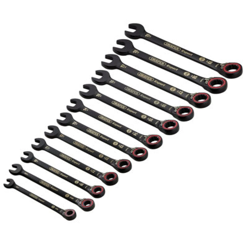 Image of Draper Expert Hi Torq 12 Piece Reversible Ratchet Combination Spanner Set 8241RMM/BK/12