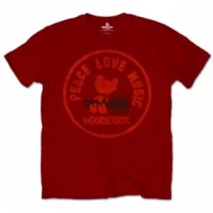 Image of Woodstock Love Peace Music Mens Maroon TS: XXL