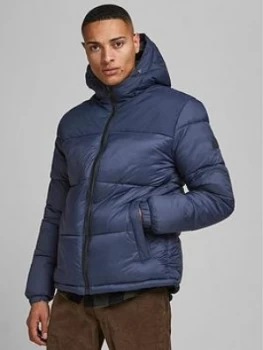 Image of Jack & Jones Hooded Padded Jacket - Navy