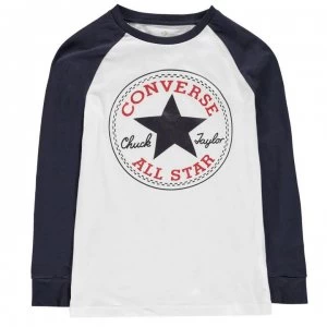 image of Converse Chuck Long Sleeved T Shirt Junior Boys - White