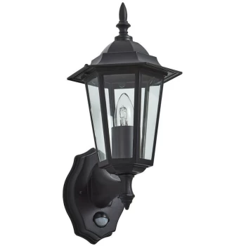 image of With PIR Lantern LIBOURNE Black Exterior Light - Zinc