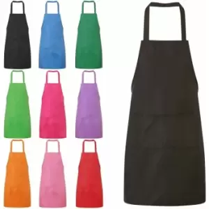 Image of Plain Unisex Cooking Catering Work Apron Tabard with Twin Double Pocket - Brown - Jazooli