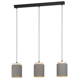 image of Pendant Light Colour Black Brown Shade Cappuccino Fabric Bulb E27 3x40W