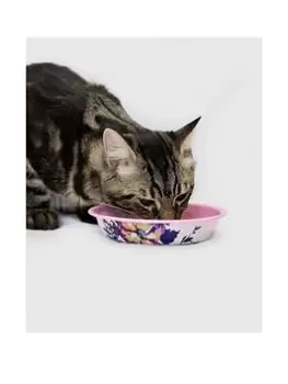 image of Joules - Cambridge Floral 'Meow' Cat Bowl