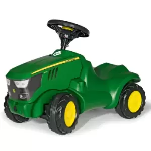 image of Rolly Toys John Deere 6150R Ride On Mini Tractor and Opening Bonnet, Green