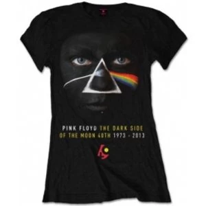 image of Pink Floyd DSOTM 40th Face Paint Blk Ladies T Shirt: Large