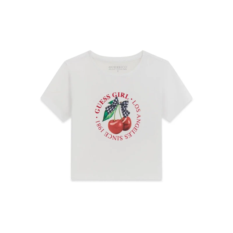 Image of Guess Girl's T-Shirt Guess Crop Blanc Female 16 ans