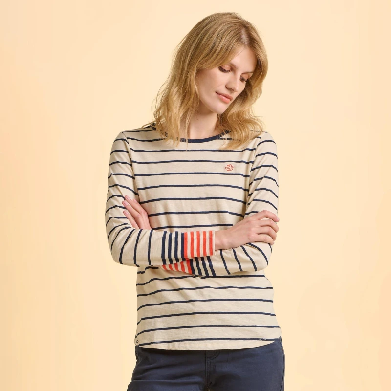 Image of Brakeburn Knoll Long Sleeve T-Shirt Cream female UK 10