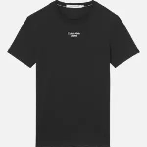 Image of Calvin Klein Jeans Mens Stacked Logo T-Shirt - Black - M