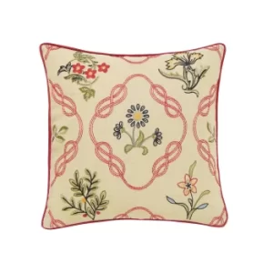 image of William Morris Strawberry Thief Cushion, Crimson