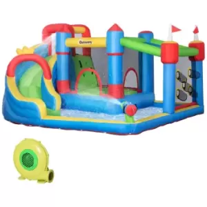 image of Outsunny Kids 6 In 1 Inflatable Bouncy Castle With Air Blower