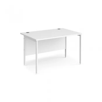 Image of Maestro 25 straight desk 1200mm x 800mm - white H-frame leg and white top