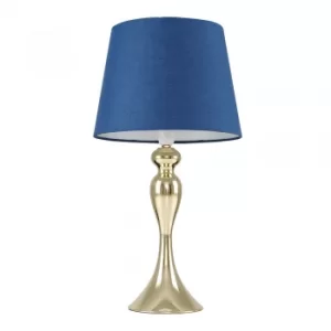 image of Faulkner Gold Touch Table Lamp with Navy Blue Aspen Shade