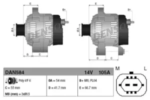 Image of Denso DAN584 Alternator 14 V 105 A