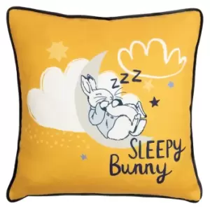 Sleepy Head Peter Rabbit Cushion Ochre, Ochre / 43 x 43cm / Polyester Filled