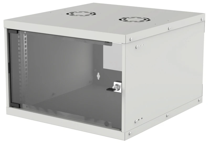 Image of Intellinet Intellinet 19" Network Cabinet - Wall Mount (Basic) 6U 560mm Deep Grey Flatpack Max 50kg Usable Depth 500mm Glass Door Rack Parts for
