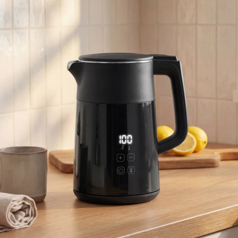 Image of HOMCOM 1.7L Fast Boil 3000W Electric Kettle with LED Display in Black Unisex