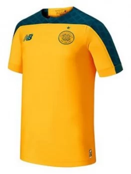 image of Boys, New Balance New Balance Celtic Fc Junior Away 19/20 Short Sleeved Shirt, Yellow, Size L