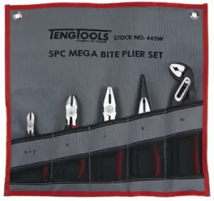 Image of Teng Tools 445W 5 PC Mega Bite Plier Set In Wallet
