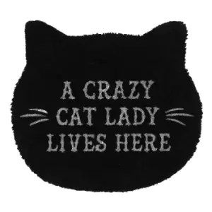 Black Cat Lady Shaped Door Mat