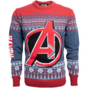 Image of Marvel Avengers Kids Christmas Knitted Jumper - Navy - L