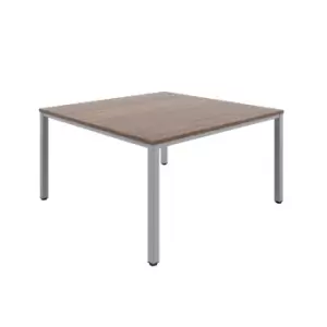 Image of Fraction Infinity Square Dark Walnut Meeting Table With Silver Legs - 140 X 140