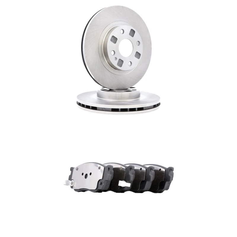 Image of RIDEX 3405B2871 Brake disc and pads set Front Axle, Brake Disc Type: internally vented, incl. wear warning contact Brake Set,disc brakes (3405)