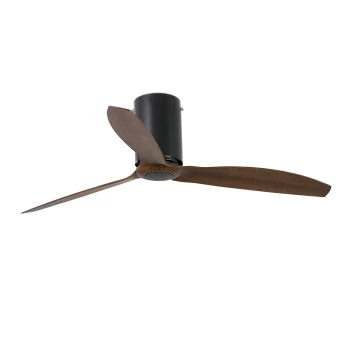 image of Mini Medium Ceiling Fan Wood, Matt Black - Optional LED Light Sold Separately