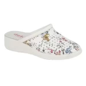 image of Dek Womens/Ladies Floral Coated Leather Clog (3 UK) (White)