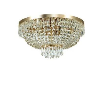 image of Caesar 6 Light Ceiling Flush Light Gold with Crystals, G9