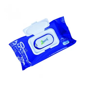 image of 2Work Antibacterial Alcohol Hand Wipes Pack of 50 2W03485