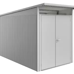 image of Biohort AvantGarde Metal Double Door Garden Shed 5ft9 x 12ft4 A4 - Metallic Silver