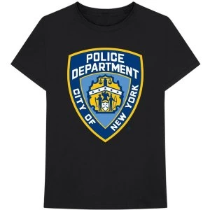 Image of New York City - Police Dept. Badge Unisex Large T-Shirt - Black