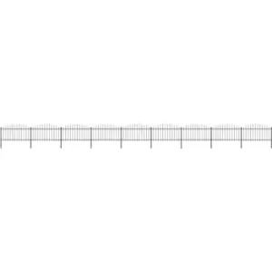 Image of Garden Fence with Spear Top Steel Vidaxl Black