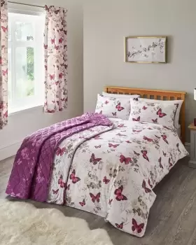 Image of Cotton Traders Purple Butterfly Bedspread in