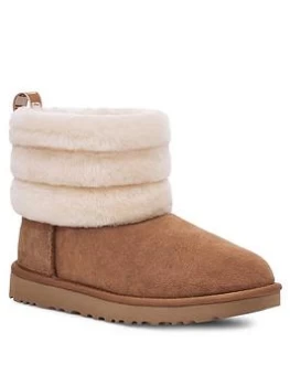 Image of UGG Fluff Mini Quilted Ankle Boot - Chestnut, Size 8, Women