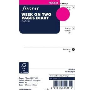 Image of Filofax Refill Pocket Week To View 2020 For Filofax Pocket Organisers