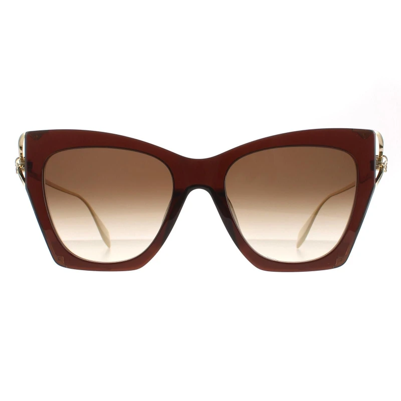 Image of alexander mcqueen Cat Eye Womens Brown Gold Brown Gradient AM0375S Brown female
