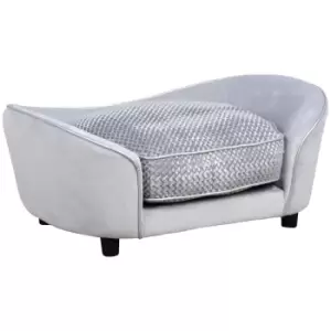 Image of PawHut Glitzy Pet Sofa Couch W/ Wood Frame & Cushions & High Back Plush - Grey