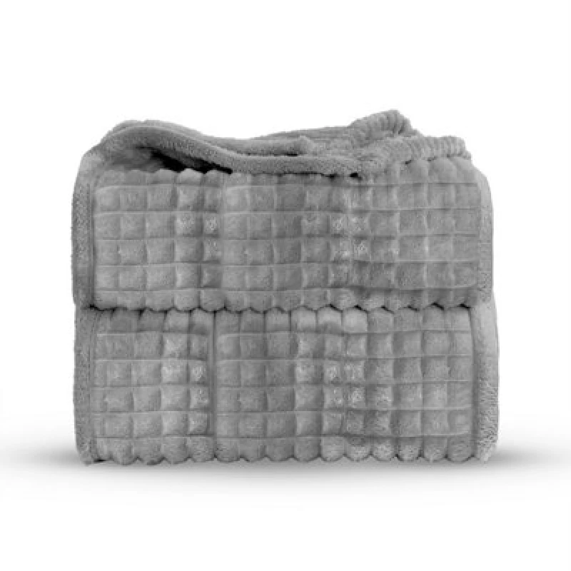 Image of Velosso Elegant Waffle Style Ribbed Thermal Plush Throw - Cosy Winter Embossed Fur Blanket For Sofa, Bed - 200Cm X 240Cm - Silver