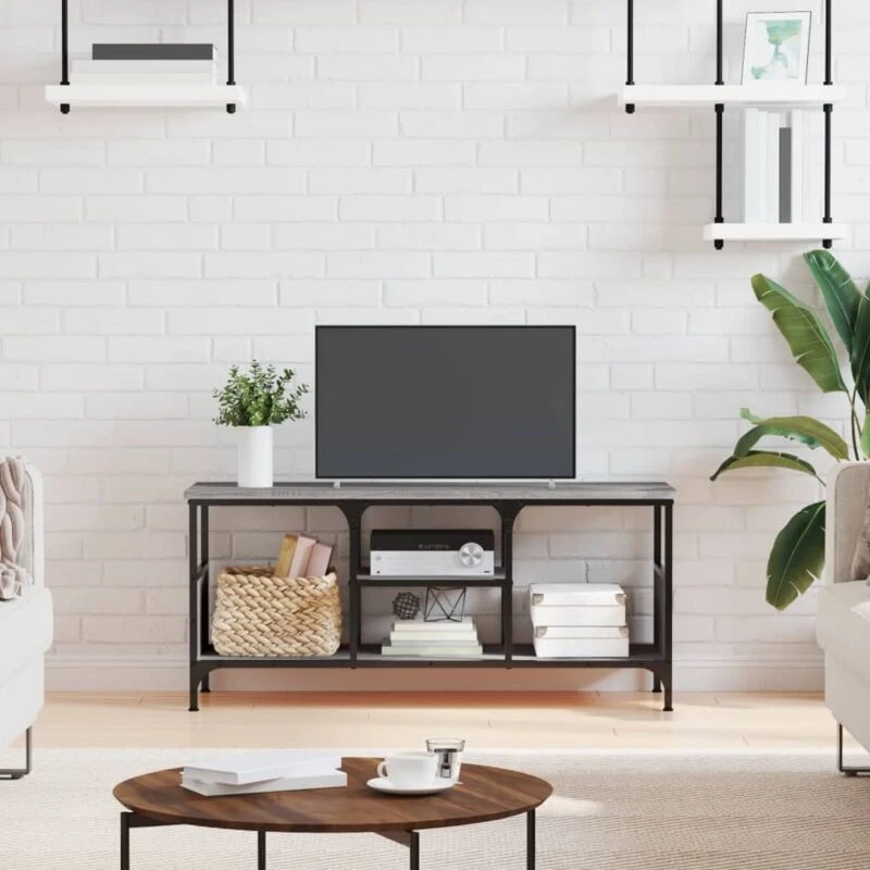 Image of Vidaxl TV Cabinet Grey Sonoma 100X35X45cm Engineered Wood&iron, Grey 831801