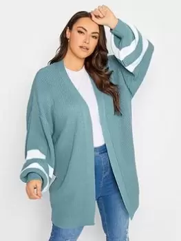 Image of Yours Varsity Balloon Sleeve Cardigan - Blue Size 22-24, Women